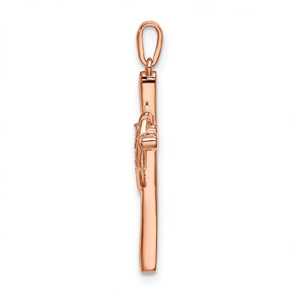 14K Rose Gold Cross Heart Diamond Pendant