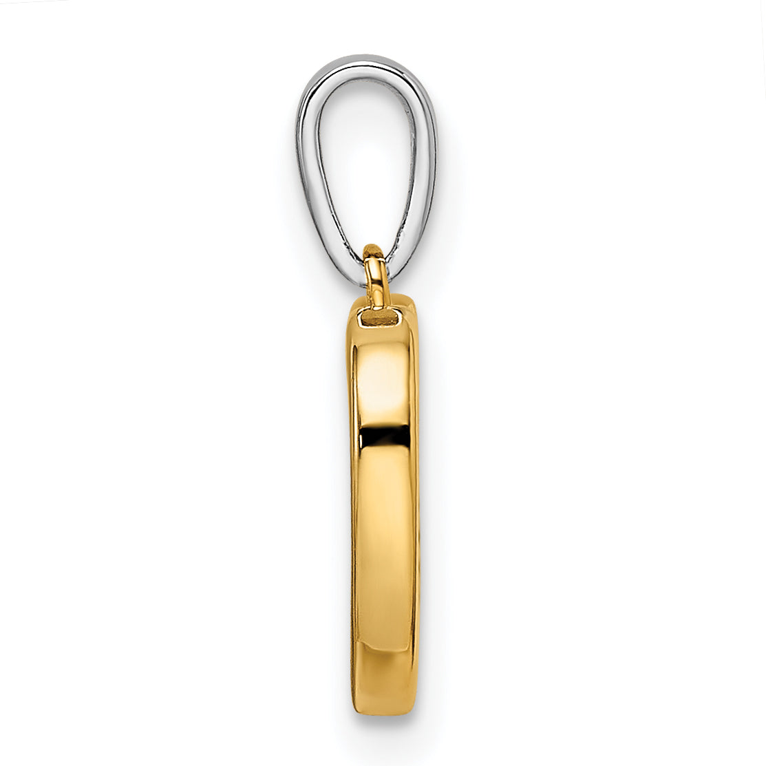 14K Two Tone Heart Dangle Diamond Pendant