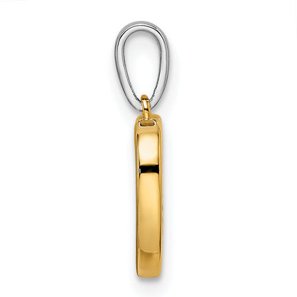 14K Two Tone Heart Dangle Diamond Pendant