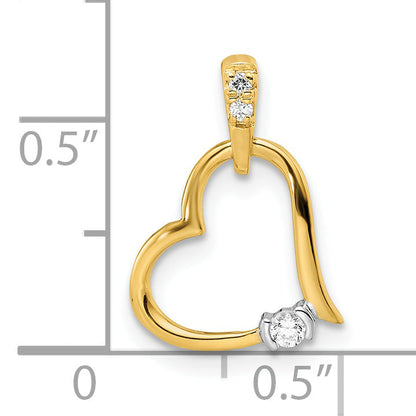 14K Two Tone Polished Heart Diamond Pendant