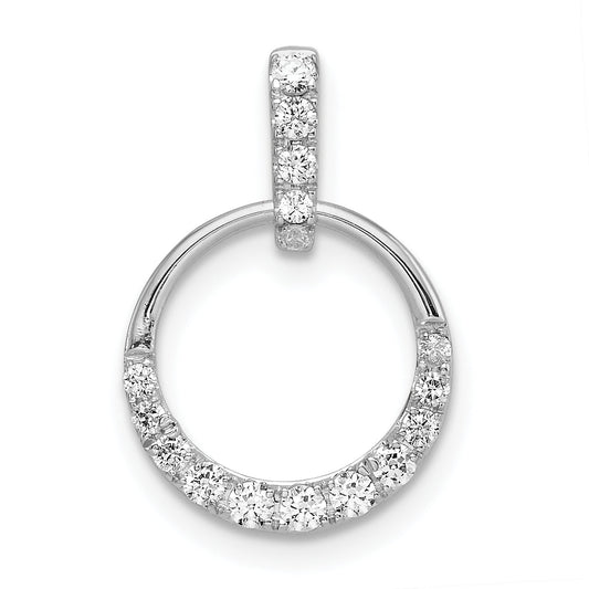 10K White Gold Circle Diamond Pendant