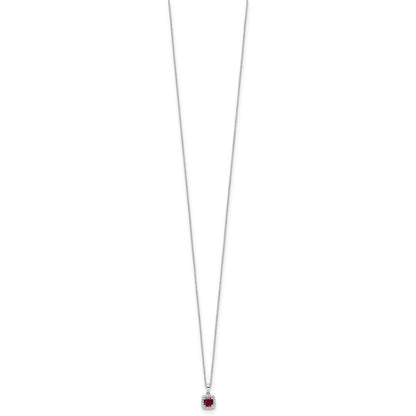 10k White Gold 1/10 Ct. Lab Grown Diamond VS/SI+ G+ and Created Ruby 18 inch Pendant Necklace