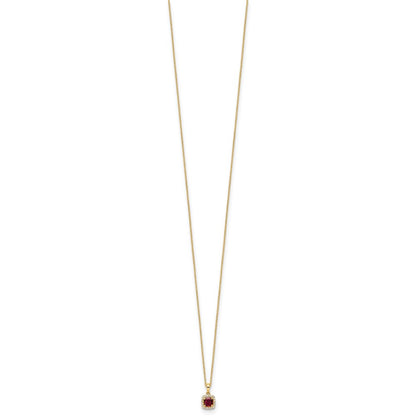 14k Yellow Gold 1/10 Ct. Lab Grown Diamond VS/SI+ G+ and Created Ruby 18 inch Pendant Necklace