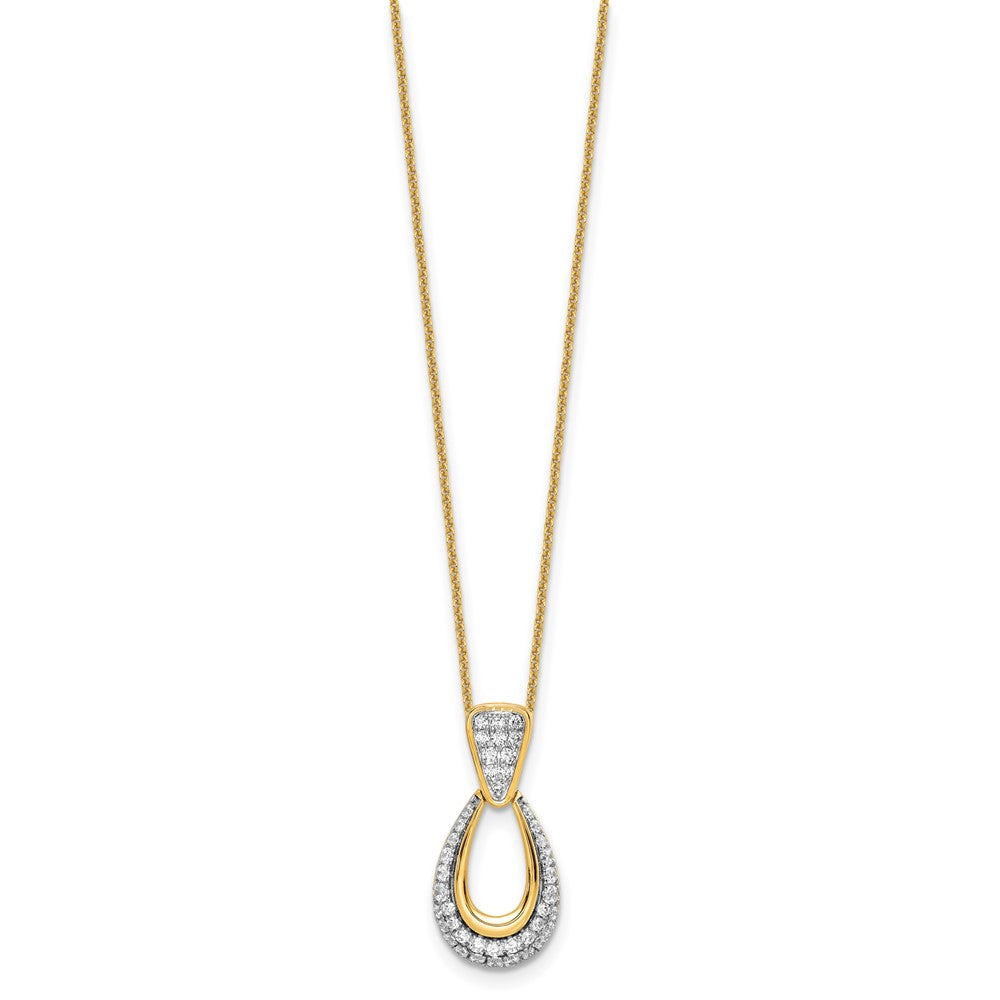 14K Yellow Gold True Origin 1/2 Carat Lab Created Diamond Vs Def 18 Inch Fancy Teardrop Necklace