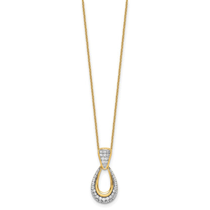 14K Yellow Gold True Origin 1/2 Carat Lab Created Diamond Vs Def 18 Inch Fancy Teardrop Necklace