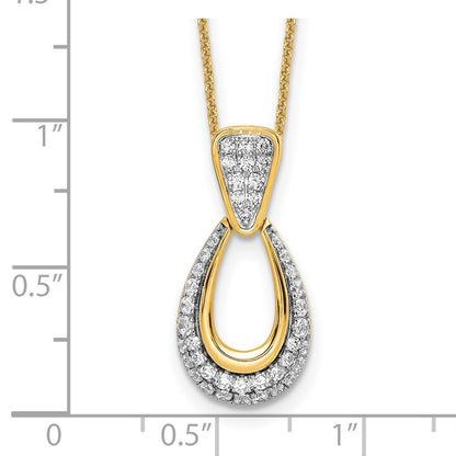 14K Yellow Gold True Origin 1/2 Carat Lab Created Diamond Vs Def 18 Inch Fancy Teardrop Necklace