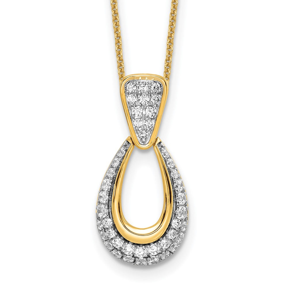 14K Yellow Gold True Origin 1/2 Carat Lab Created Diamond Vs Def 18 Inch Fancy Teardrop Necklace