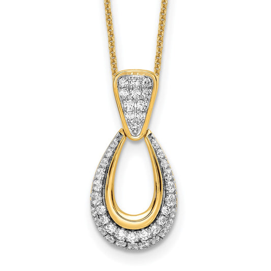 14K Yellow Gold True Origin 1/2 Carat Lab Created Diamond Vs Def 18 Inch Fancy Teardrop Necklace