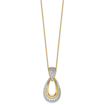 14K Yellow Gold True Origin 1 1/3 Carat Lab Created Diamond Vs Def 18 Inch Fancy Teardrop Necklace