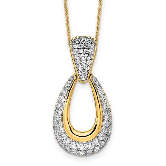 14K Yellow Gold True Origin 1 1/3 Carat Lab Created Diamond Vs Def 18 Inch Fancy Teardrop Necklace