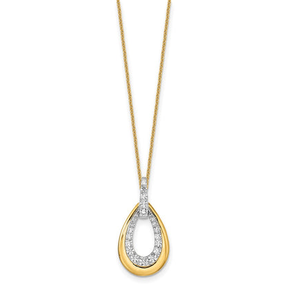 14K Two Tone True Origin 5/8 Carat Lab Grown Diamond Vs Def 18 Inch Fancy Teardrop Necklace
