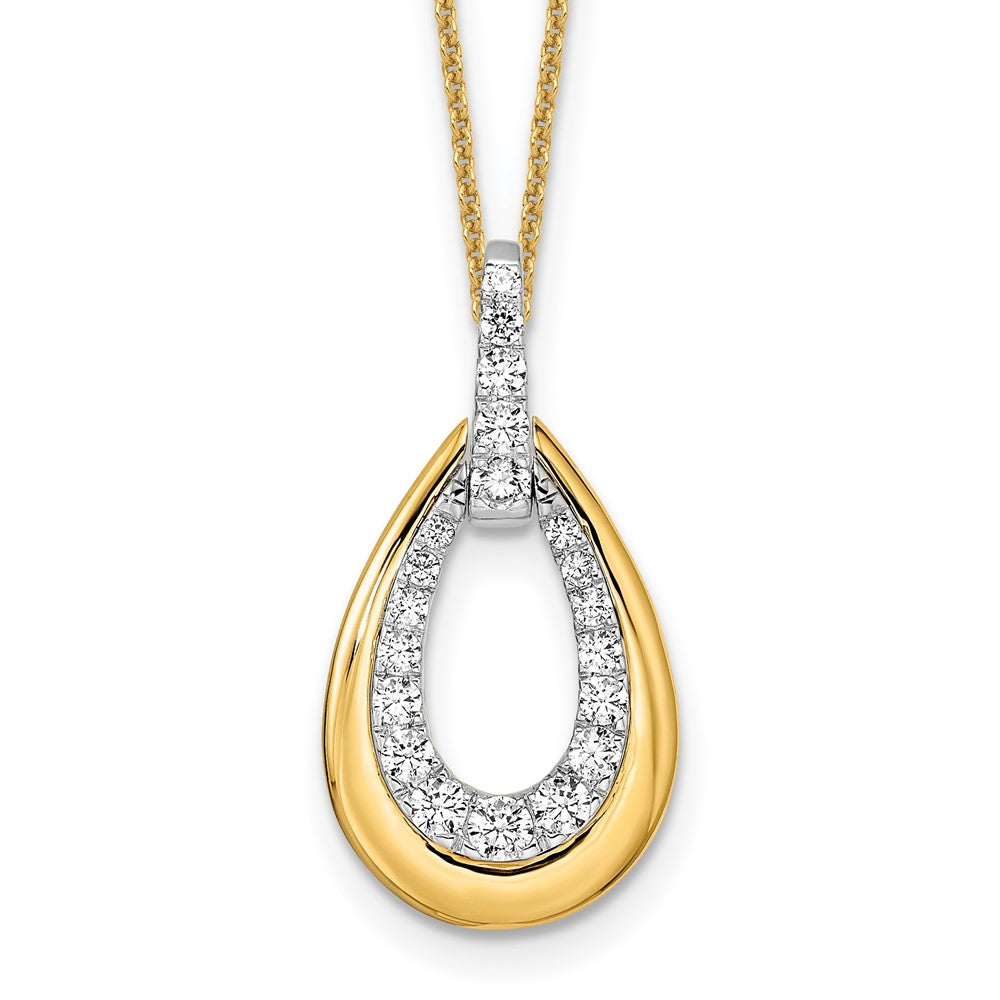 14K Two Tone True Origin 5/8 Carat Lab Grown Diamond Vs Def 18 Inch Fancy Teardrop Necklace