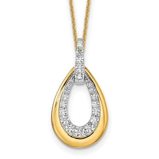 14K Two Tone True Origin 5/8 Carat Lab Grown Diamond Vs Def 18 Inch Fancy Teardrop Necklace