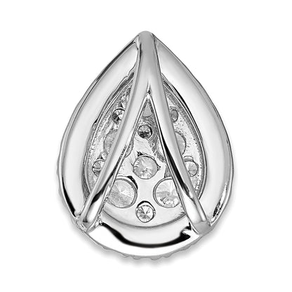 14k White Gold 5/8 Ct. Lab Grown Diamond VS/SI+ G+ Teardrop Halo Chain Slide Pendant