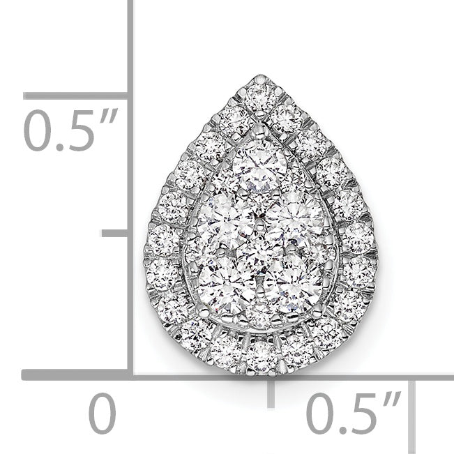 14k White Gold 5/8 Ct. Lab Grown Diamond VS/SI+ G+ Teardrop Halo Chain Slide Pendant
