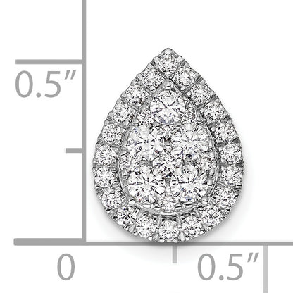 14k White Gold 5/8 Ct. Lab Grown Diamond VS/SI+ G+ Teardrop Halo Chain Slide Pendant