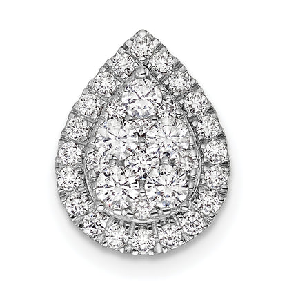 14k White Gold 5/8 Ct. Lab Grown Diamond VS/SI+ G+ Teardrop Halo Chain Slide Pendant