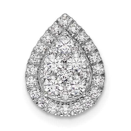 14k White Gold 5/8 Ct. Lab Grown Diamond VS/SI+ G+ Teardrop Halo Chain Slide Pendant