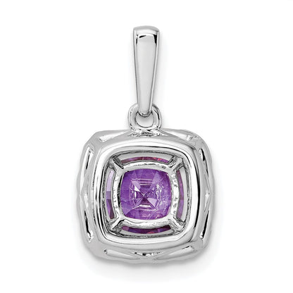 14k White Gold 1/4 Ct. Lab Grown Diamond VS/SI+ G+ February Birthstone Amethyst Halo Pendant