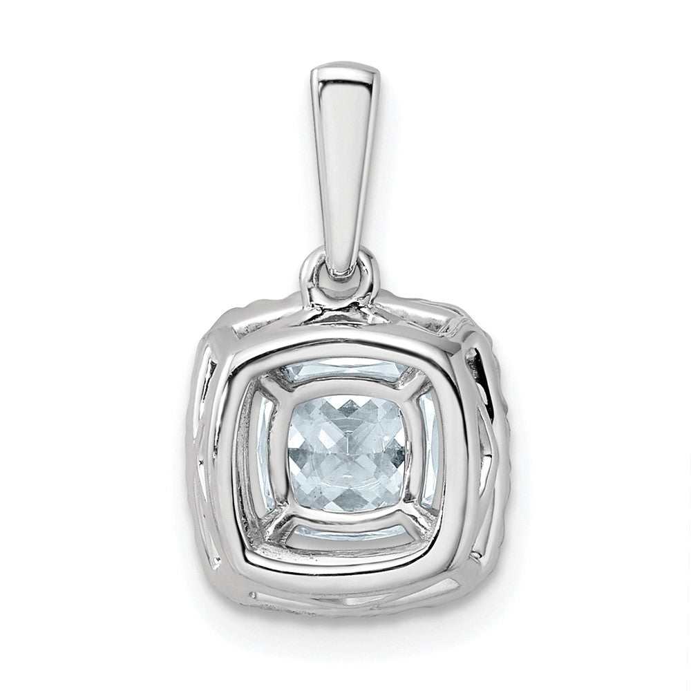 14k White Gold 1/4 Ct. Lab Grown Diamond VS/SI+ G+ March Birthstone Aquamarine Halo Pendant