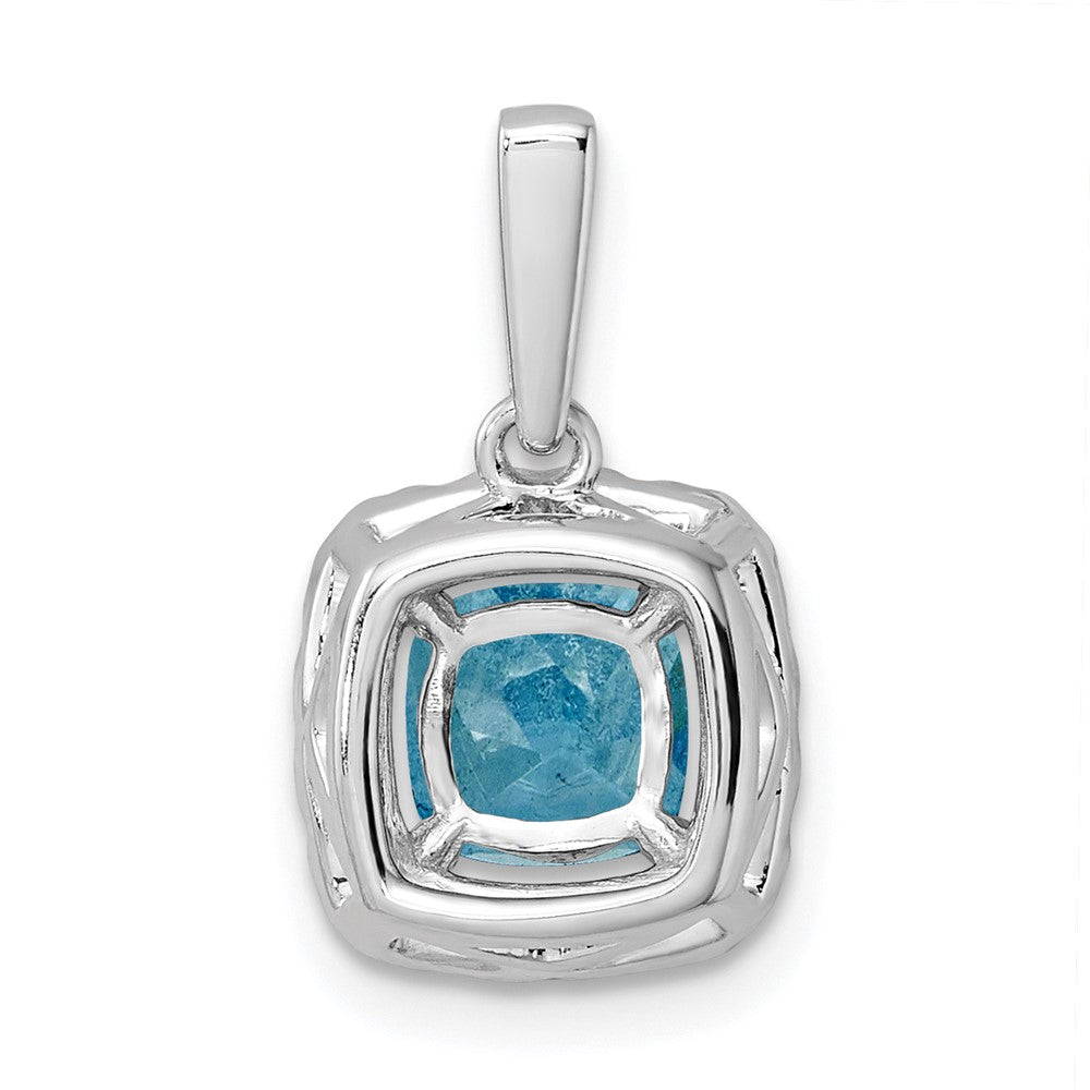 14k White Gold 1/4 Ct. Lab Grown Diamond VS/SI+ G+ December Birthstone Blue Topaz Halo Pendant