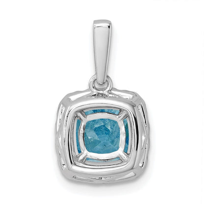 14k White Gold 1/4 Ct. Lab Grown Diamond VS/SI+ G+ December Birthstone Blue Topaz Halo Pendant
