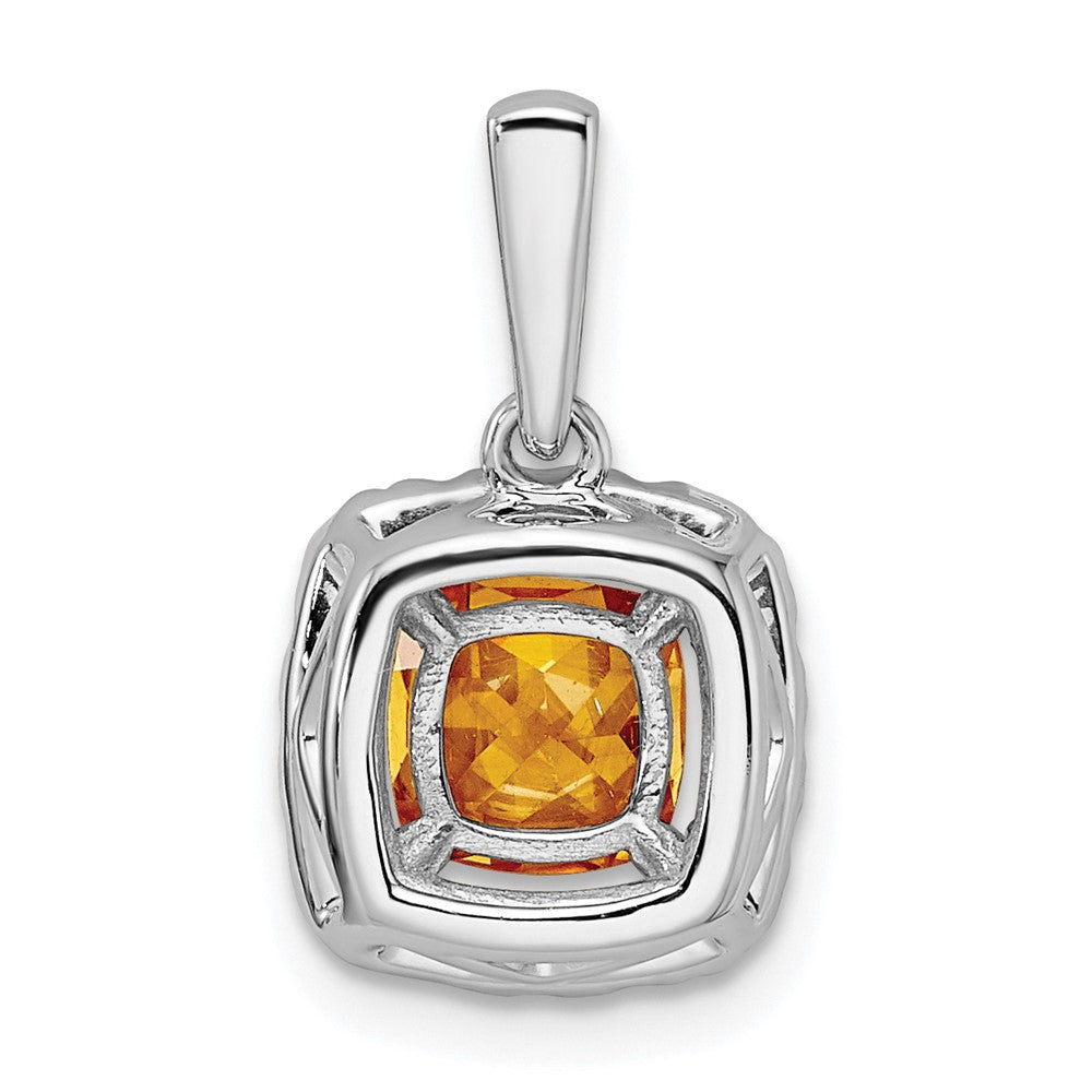 14k White Gold 1/4 Ct. Lab Grown Diamond VS/SI+ G+ November Birthstone Citrine Halo Pendant