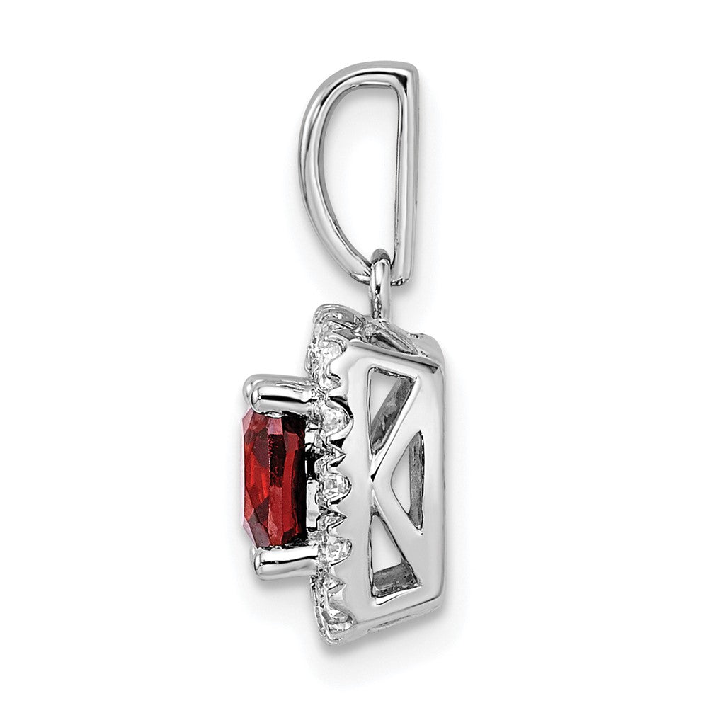 14k White Gold 1/4 Ct. Lab Grown Diamond VS/SI+ G+ January Birthstone Garnet Halo Pendant