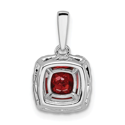 14k White Gold 1/4 Ct. Lab Grown Diamond VS/SI+ G+ January Birthstone Garnet Halo Pendant