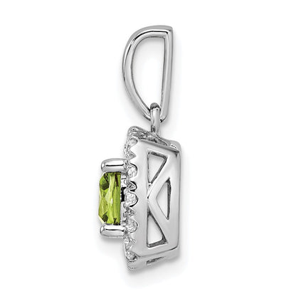 14k White Gold 1/4 Ct. Lab Grown Diamond VS/SI+ G+ August Birthstone Peridot Halo Pendant