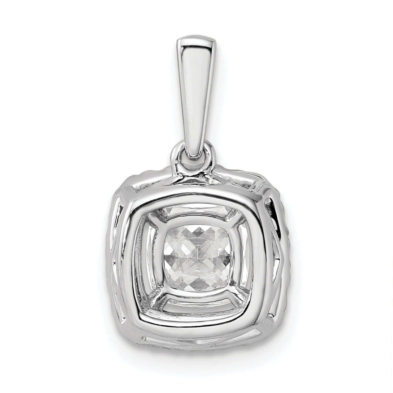 14k White Gold 1/4 Ct. Lab Grown Diamond VS/SI+ G+ April Birthstone White Sapphire Halo Pendant