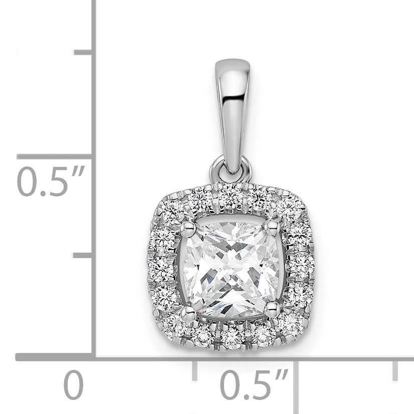 14k White Gold 1/4 Ct. Lab Grown Diamond VS/SI+ G+ April Birthstone White Sapphire Halo Pendant