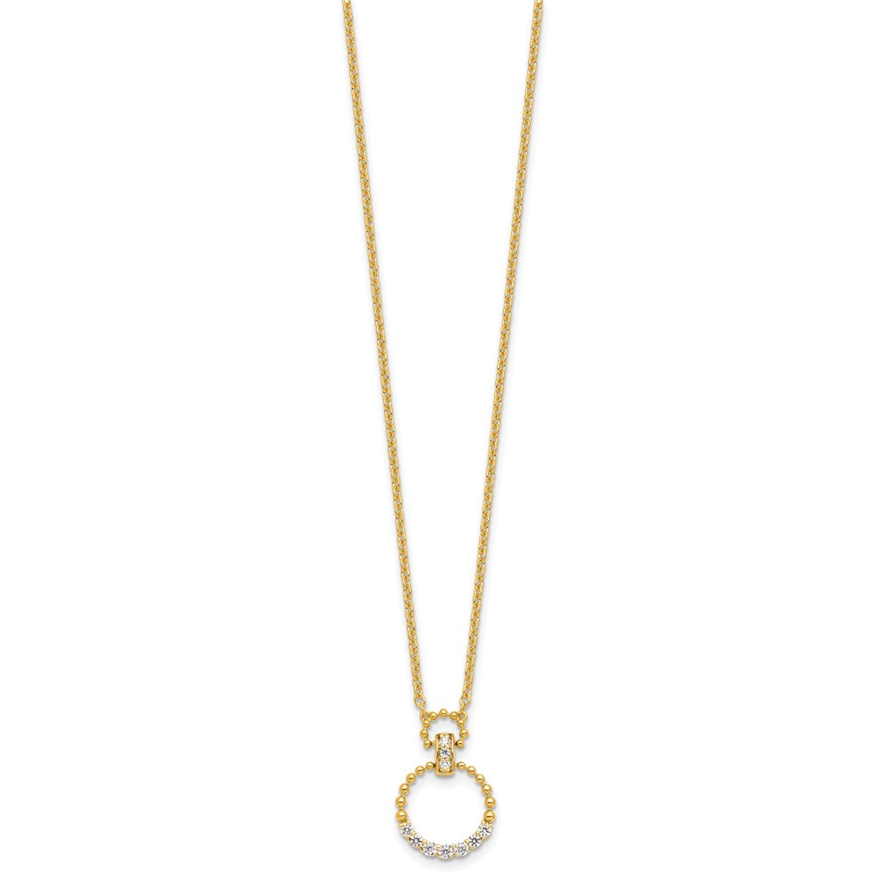 14k Yellow Gold 1/4 Ct. Lab Grown Diamond VS/SI+ G+ Circle 18 inch Pendant Necklace