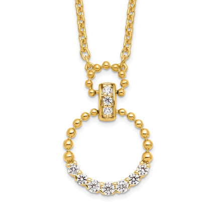 14k Yellow Gold 1/4 Ct. Lab Grown Diamond VS/SI+ G+ Circle 18 inch Pendant Necklace