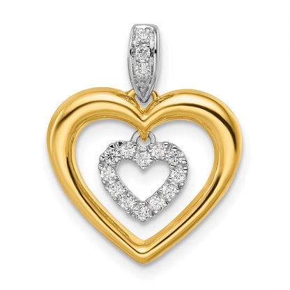 14k Two-tone Two Tone 1/6 Ct. Lab Grown Diamond VS/SI+ G+ Dangle Double Heart Pendant