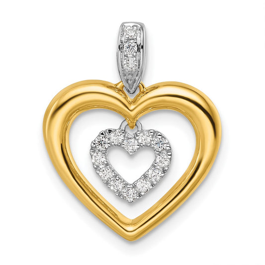 14k Two-tone Two Tone 1/6 Ct. Lab Grown Diamond VS/SI+ G+ Dangle Double Heart Pendant