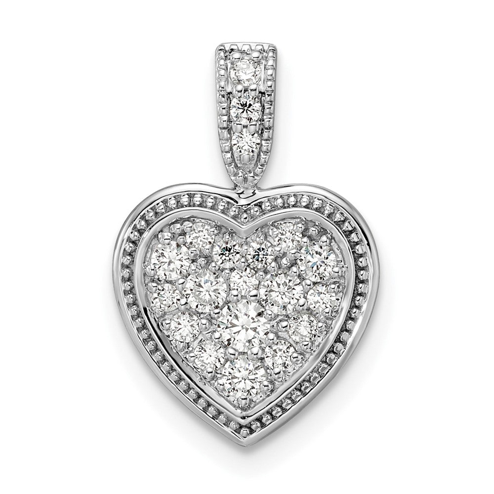 14k White Gold 3/8 Ct. Lab Grown Diamond VS/SI+ G+ Framed Heart Pendant