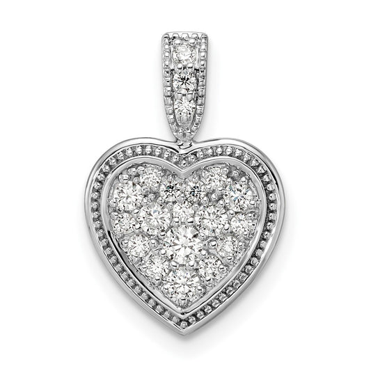 14k White Gold 3/8 Ct. Lab Grown Diamond VS/SI+ G+ Framed Heart Pendant