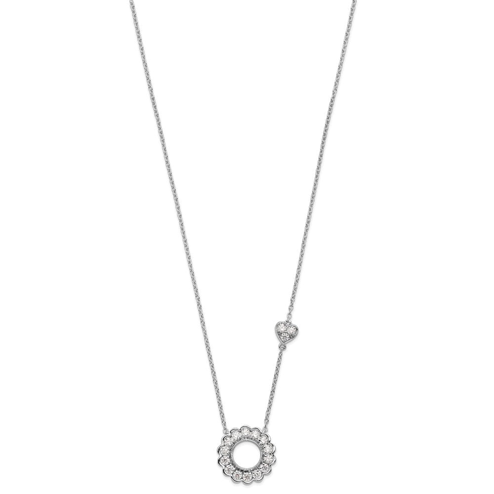 14k White Gold 3/4 Ct. Lab Grown Diamond VS/SI+ G+ 18 inch Fancy Heart and Circle Necklace