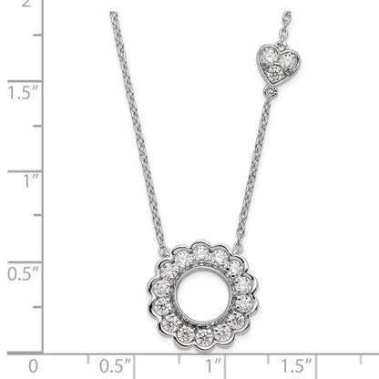 14k White Gold 3/4 Ct. Lab Grown Diamond VS/SI+ G+ 18 inch Fancy Heart and Circle Necklace