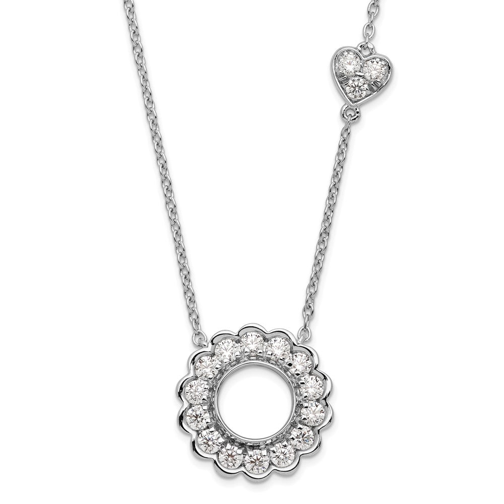 14k White Gold 3/4 Ct. Lab Grown Diamond VS/SI+ G+ 18 inch Fancy Heart and Circle Necklace