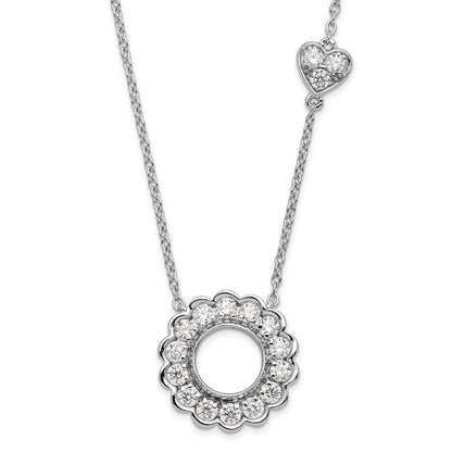 14k White Gold 3/4 Ct. Lab Grown Diamond VS/SI+ G+ 18 inch Fancy Heart and Circle Necklace