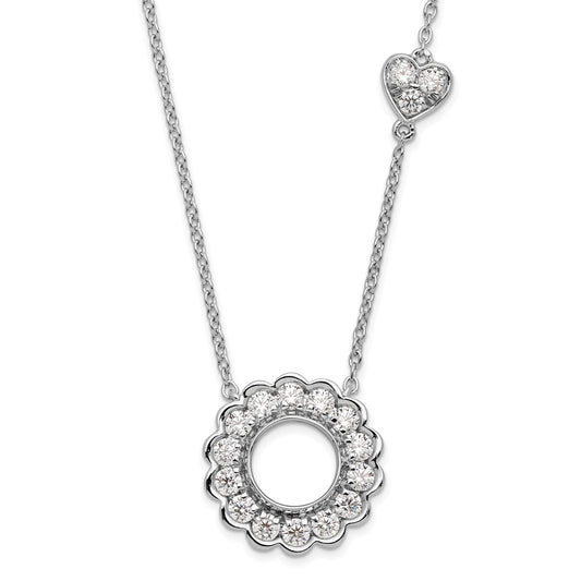 14k White Gold 3/4 Ct. Lab Grown Diamond VS/SI+ G+ 18 inch Fancy Heart and Circle Necklace