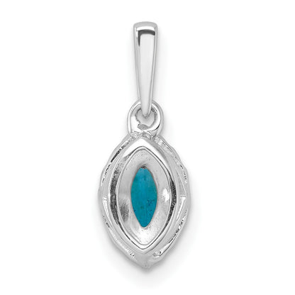 14k White Gold 1/10 Ct. Lab Grown Diamond VS/SI+ G+ and Blue Topaz December Birthstone Pendant