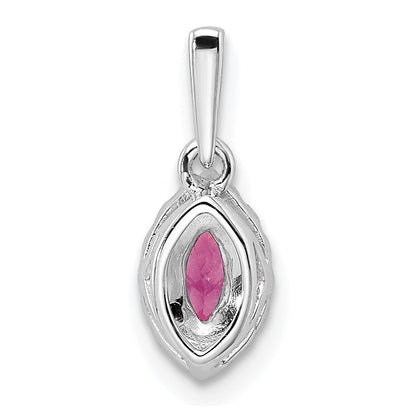 14k White Gold 1/10 Ct. Lab Grown Diamond VS/SI+ G+ and Lab Created Pink Sapphire October Birthstone Pendant