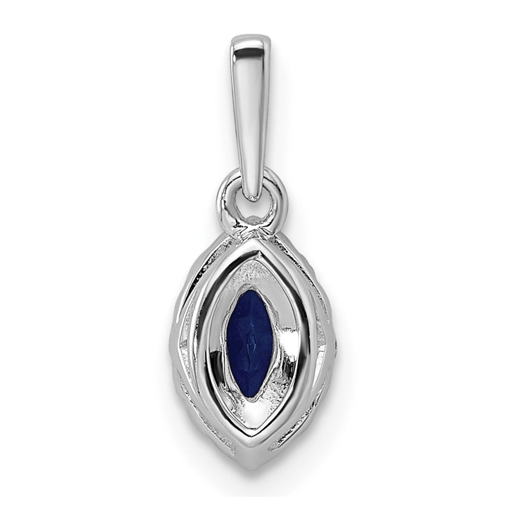 14k White Gold 1/10 Ct. Lab Grown Diamond VS/SI+ G+ and Lab Created Blue Sapphire September Birthstone Pendant