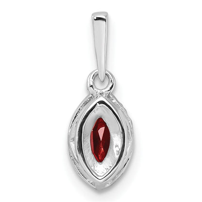 14k White Gold 1/10 Ct. Lab Grown Diamond VS/SI+ G+ and Garnet January Birthstone Pendant