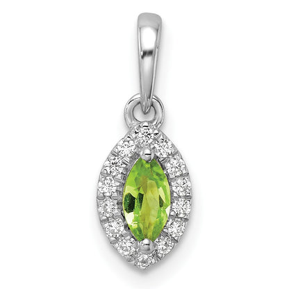 14k White Gold 1/10 Ct. Lab Grown Diamond VS/SI+ G+ and Peridot August Birthstone Pendant