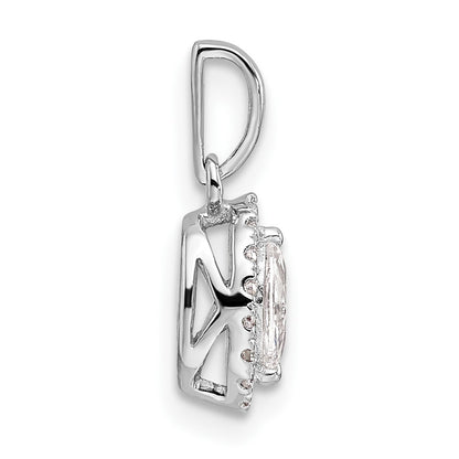 14k White Gold 1/10 Ct. Lab Grown Diamond VS/SI+ G+ and White Sapphire April Birthstone Pendant