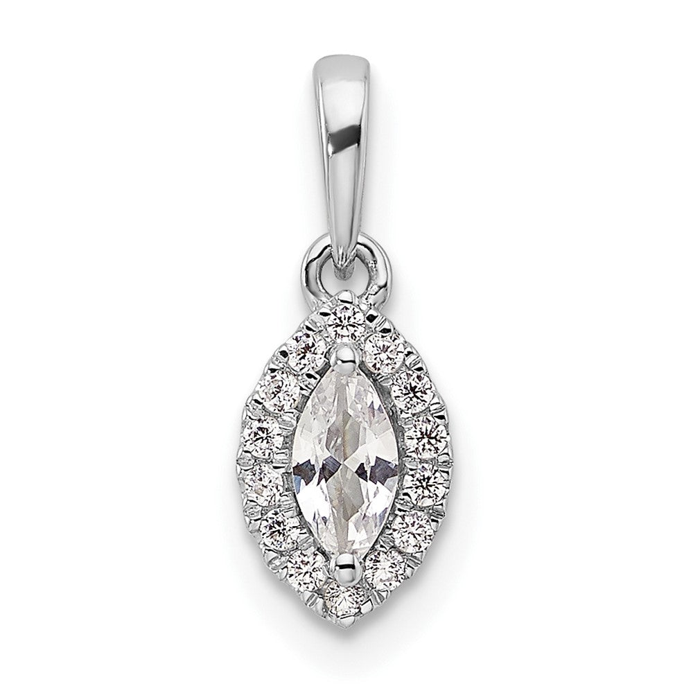 14k White Gold 1/10 Ct. Lab Grown Diamond VS/SI+ G+ and White Sapphire April Birthstone Pendant